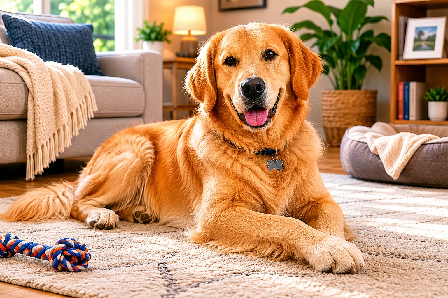 Calm dog at home