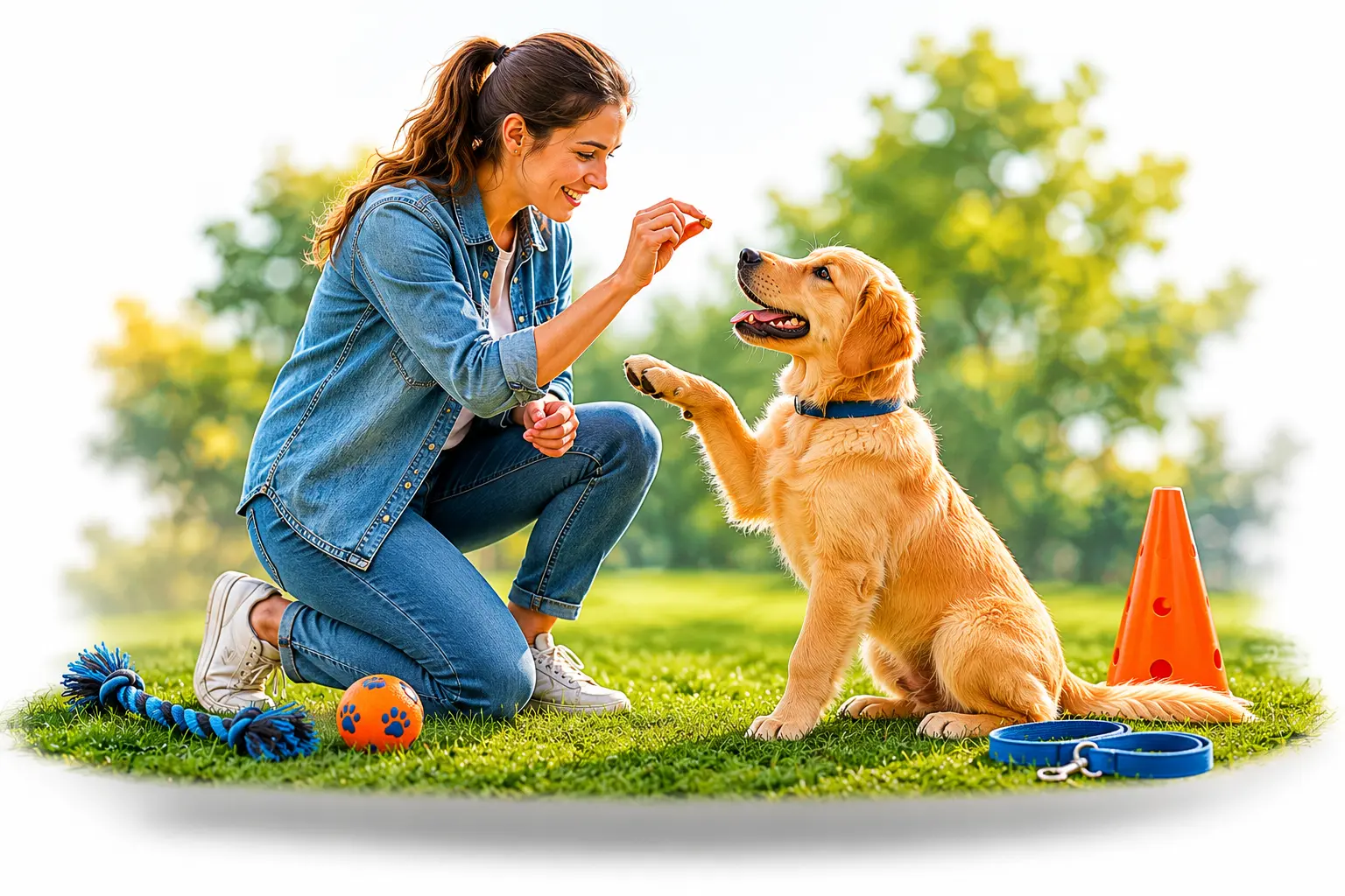 Dog looking at owner